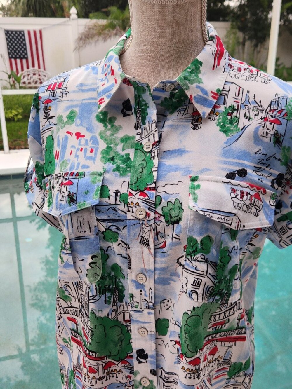Karl Lagerfeld size small colorful "Live from Paris"